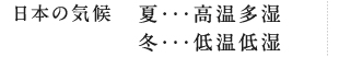 >日本の気候/夏・・・高温多湿　冬・・・低温低湿